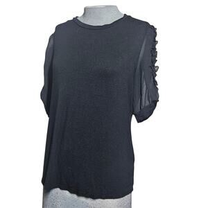Carmen Black Puff Sleeve Tee Size Medium